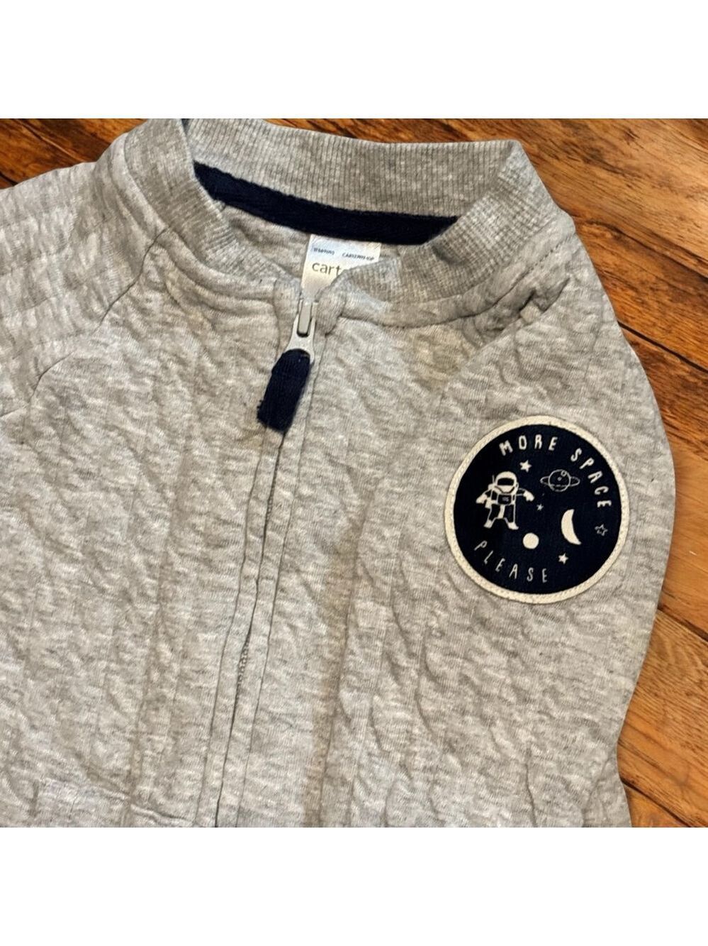 Carter's Quilted Gray One Piece Space Astronaut Baby Footie Boy’s size 9 months